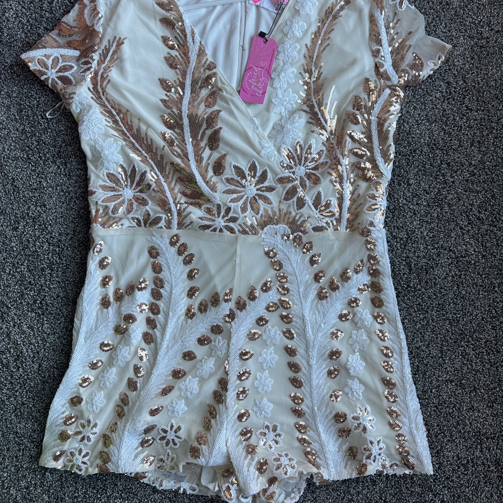 Chic Floral Sequin Romper